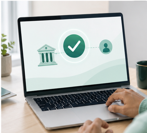 Transferencia bancaria verificada en un computador